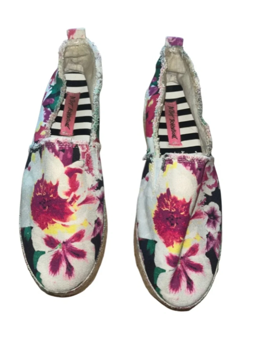Betsey Johnson Flouncee Floral Platform Espadrille Flats Size 7B (Med. Width)